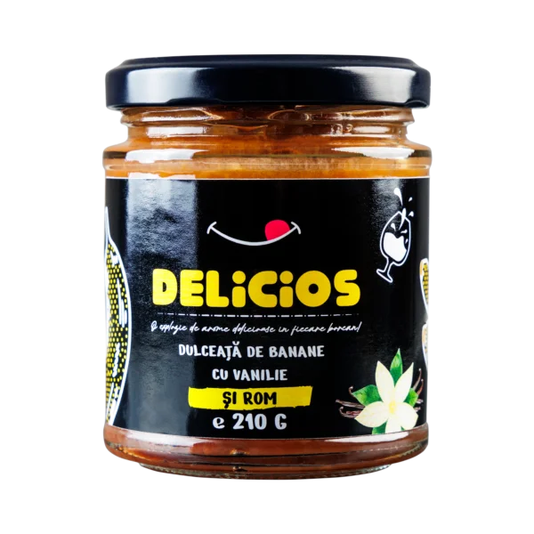 Dulceață de Banane cu Vanilie și Rom, Gust Dulce și Rafinat cu Aromă de Rom 210g
